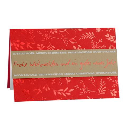 Weihnachtskarte "Mistelzweig rot" 